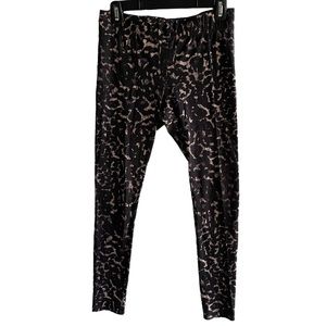 Soma Animal Print Leggings Size S Knit Black Tan Stretch Soft Comfy Lightweight